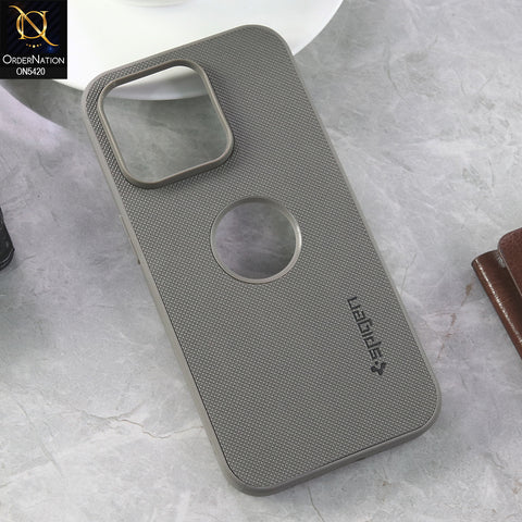 iPhone 14 Pro Cover - Gray  - New Dotted Leather Texture Soft Borders Case