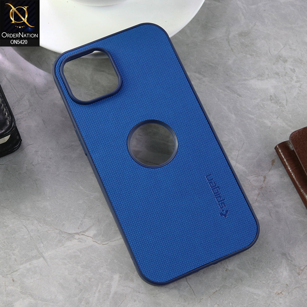 iPhone 15 Cover - Blue  - New Dotted Leather Texture Soft Borders Case