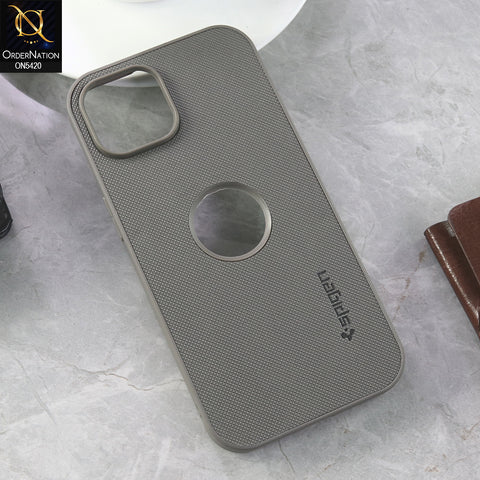 iPhone 15 Cover - Gray  - New Dotted Leather Texture Soft Borders Case