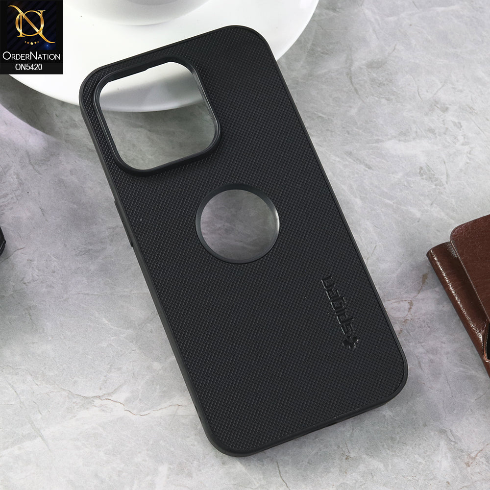 iPhone 15 Pro Cover - Black  - New Dotted Leather Texture Soft Borders Case