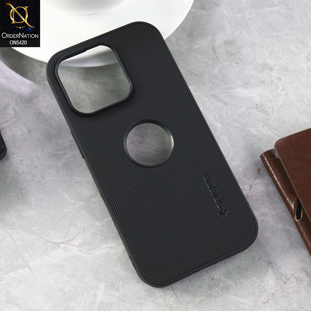 iPhone 16 Pro Cover - Black  - New Dotted Leather Texture Soft Borders Case