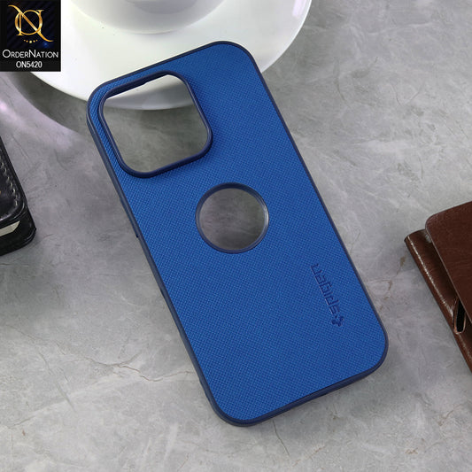 iPhone 16 Pro Cover - Blue  - New Dotted Leather Texture Soft Borders Case