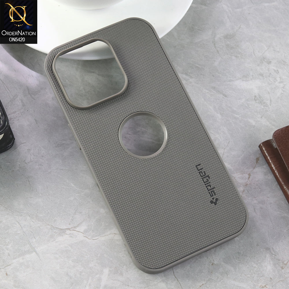 iPhone 16 Pro Cover - Gray  - New Dotted Leather Texture Soft Borders Case