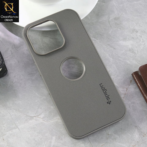 iPhone 16 Pro Cover - Gray  - New Dotted Leather Texture Soft Borders Case