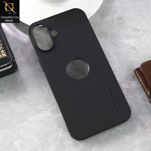 iPhone 16 Plus Cover - Black  - New Dotted Leather Texture Soft Borders Case