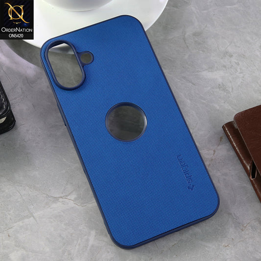 iPhone 16 Plus Cover - Blue  - New Dotted Leather Texture Soft Borders Case