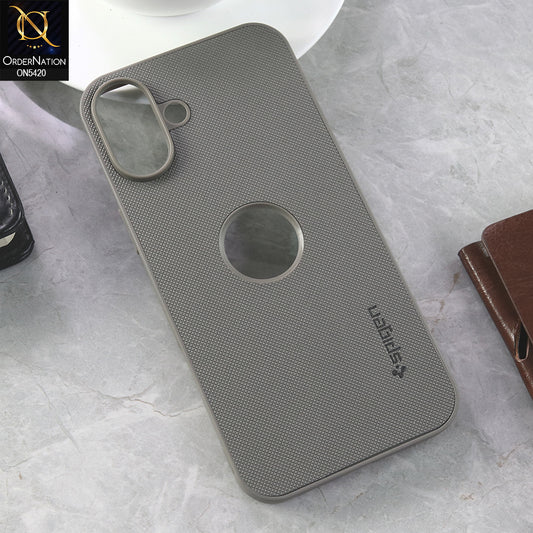 iPhone 16 Plus Cover - Gray  - New Dotted Leather Texture Soft Borders Case