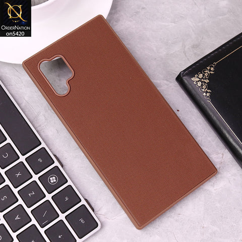 Samsung Galaxy Note 10 Plus Cover - Brown - New Dotted Leather Texture Soft Borders Case