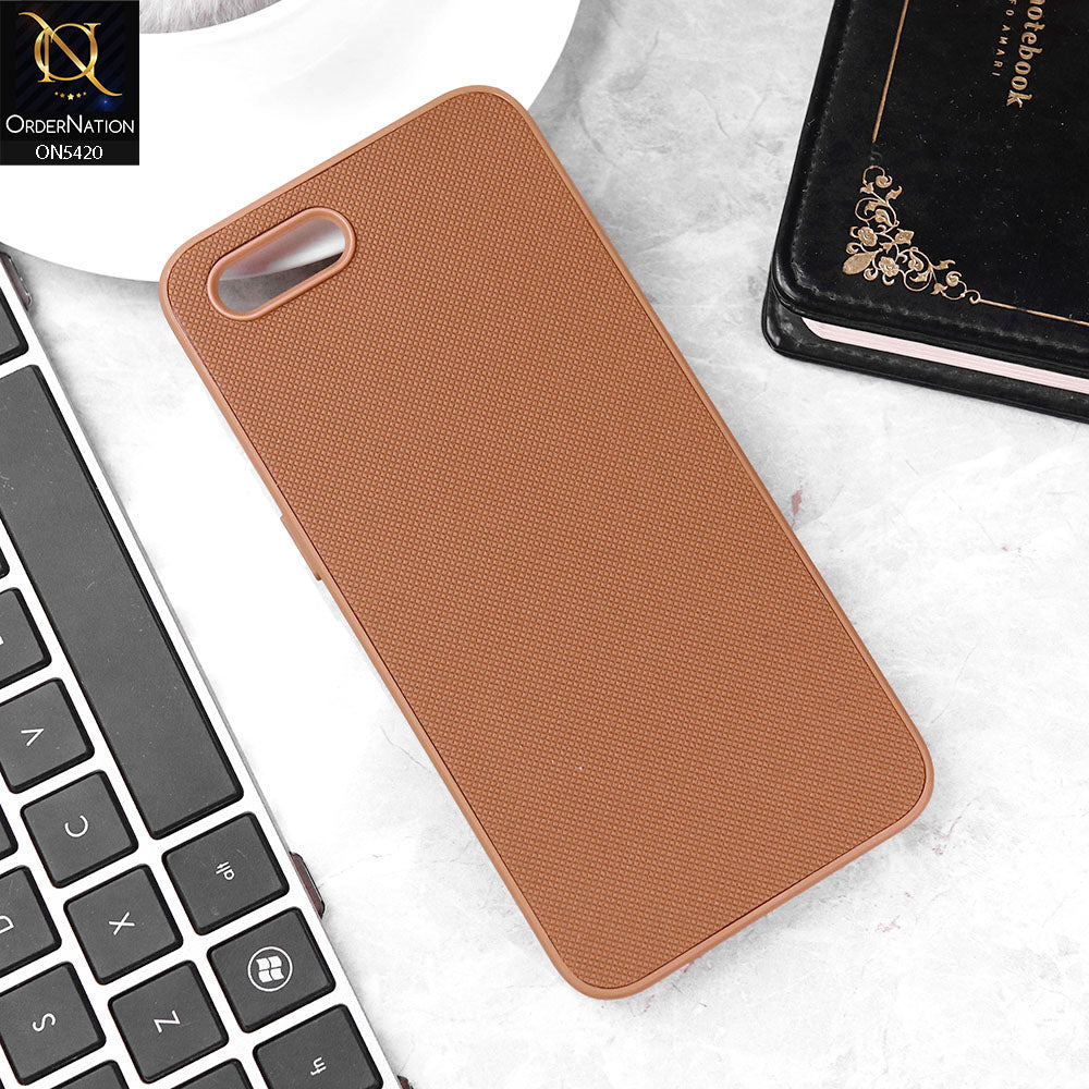 Oppo A1k Cover - Brown - New Dotted Leather Texture Soft Borders Case