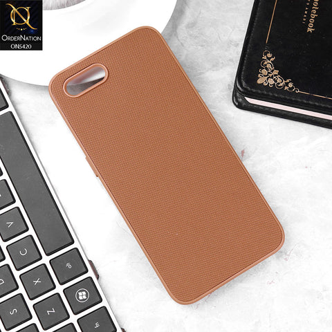 Oppo A1k Cover - Brown - New Dotted Leather Texture Soft Borders Case