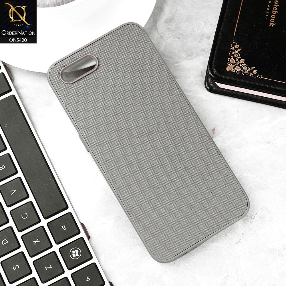 Oppo A1k Cover - Gray - New Dotted Leather Texture Soft Borders Case
