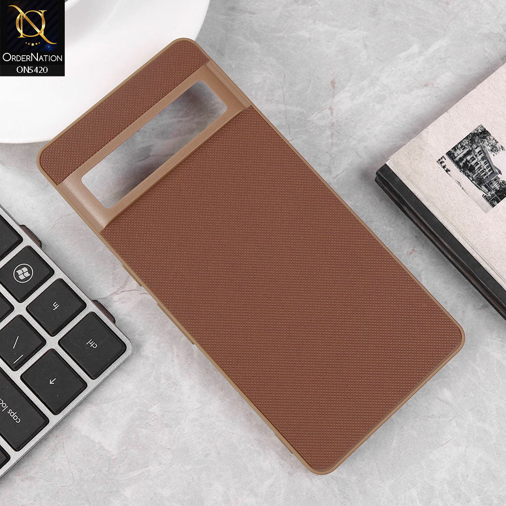 Google Pixel 6 Pro Cover - Brown - New Dotted Leather Texture Soft Borders Case