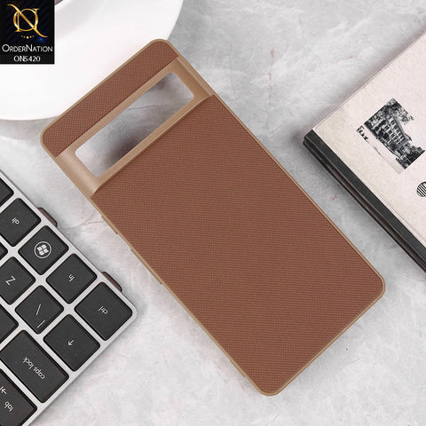 Google Pixel 7 Cover - Brown - New Dotted Leather Texture Soft Borders Case