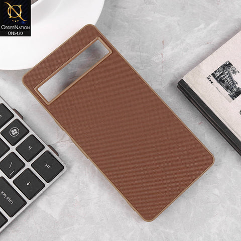 Google Pixel 7a Cover - Brown - New Dotted Leather Texture Soft Borders Case