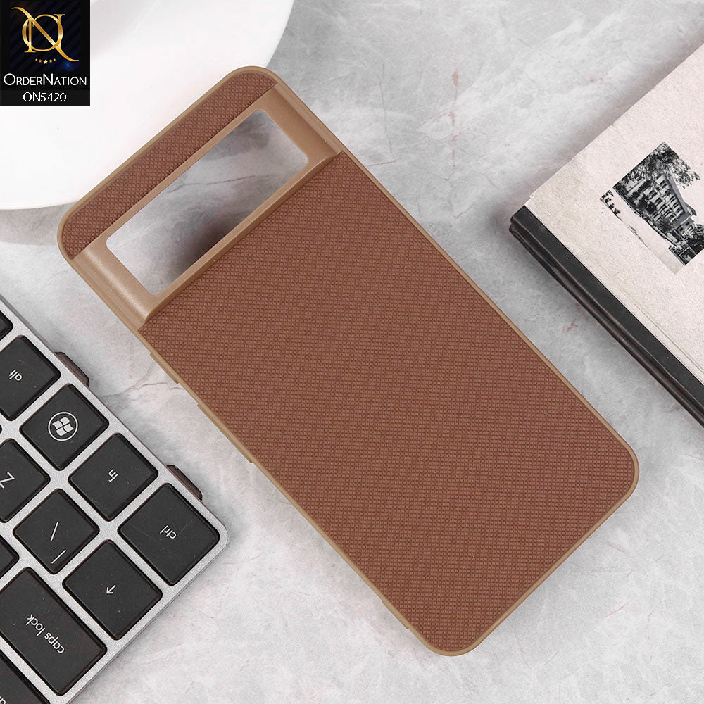 Google Pixel 8 Cover - Brown - New Dotted Leather Texture Soft Borders Case