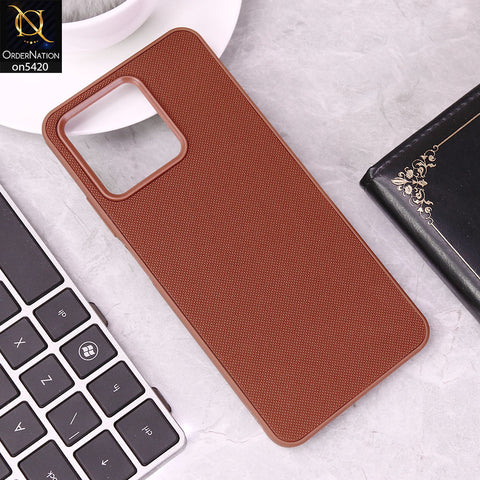 Realme C51 Cover - Brown - New Dotted Leather Texture Soft Borders Case