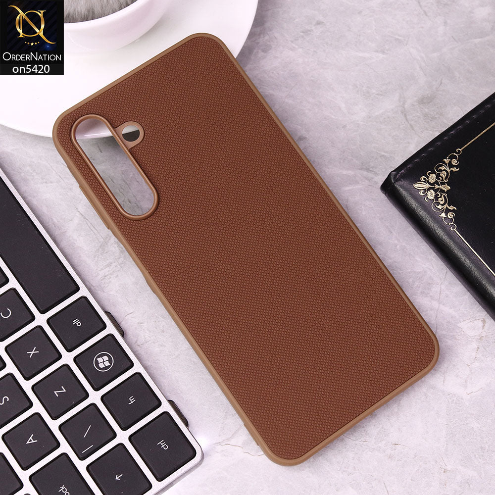 Samsung Galaxy S25 Cover - Brown - New Dotted Leather Texture Soft Borders Case