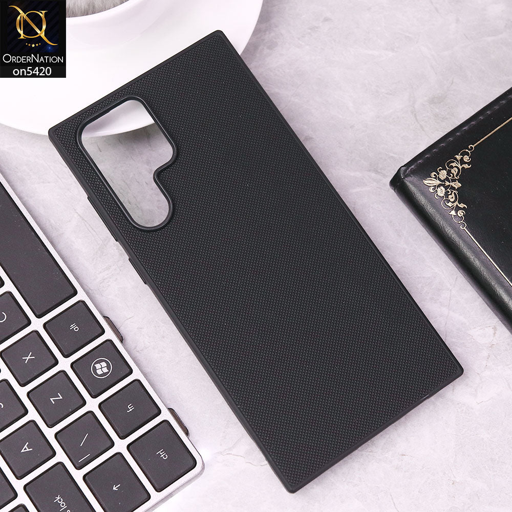 Samsung Galaxy S22 Ultra Cover - Black - New Dotted Leather Texture Soft Borders Case