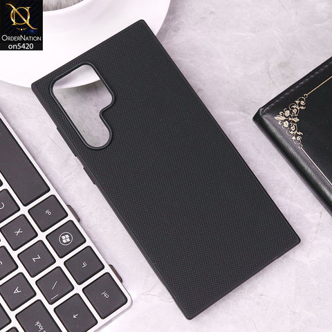 Samsung Galaxy S22 Ultra Cover - Black - New Dotted Leather Texture Soft Borders Case