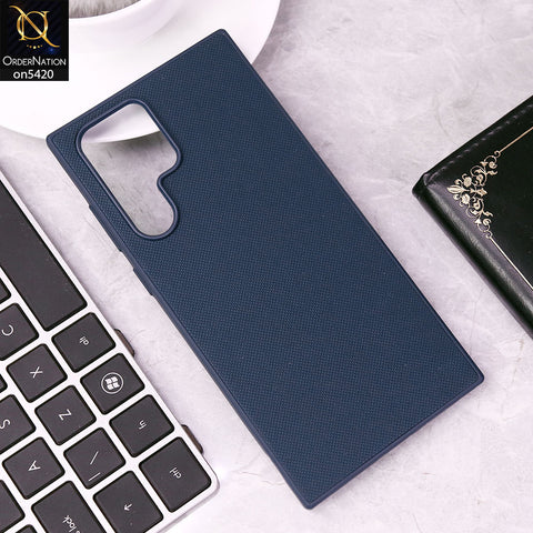Samsung Galaxy S22 Ultra Cover - Blue - New Dotted Leather Texture Soft Borders Case