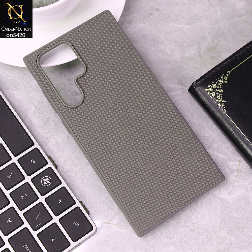 Samsung Galaxy S22 Ultra Cover - Gray - New Dotted Leather Texture Soft Borders Case