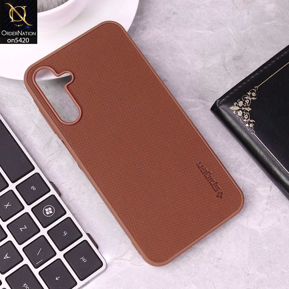 Samsung Galaxy A15 5G Cover - Brown - New Dotted Leather Texture Soft Borders Case