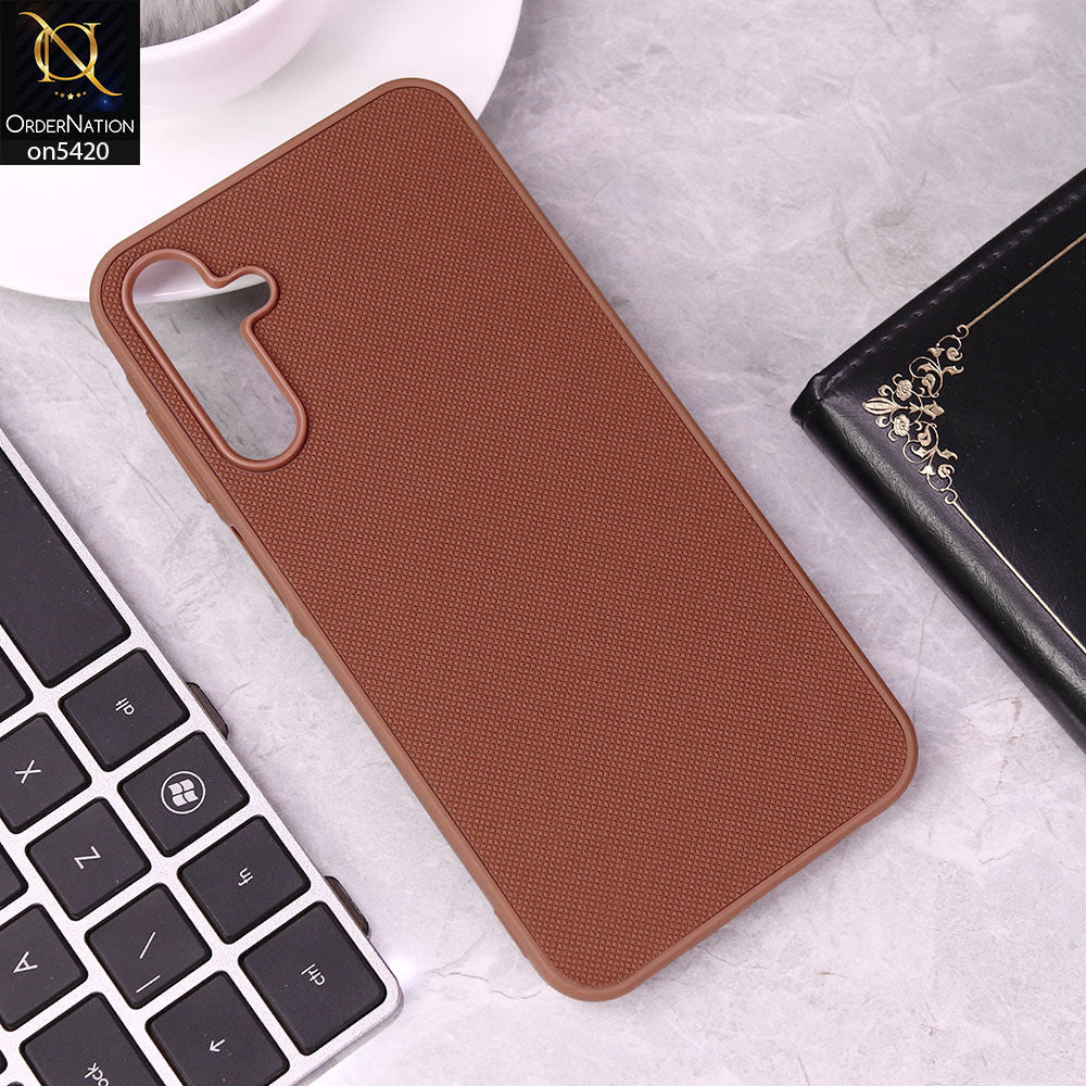 Samsung Galaxy A15 4G Cover - Brown - New Dotted Leather Texture Soft Borders Case