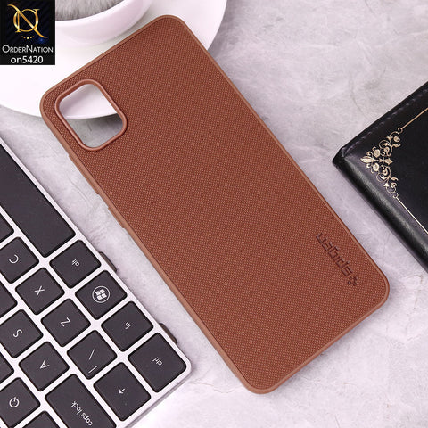 Samsung Galaxy A51 Cover - Brown - New Dotted Leather Texture Soft Borders Case