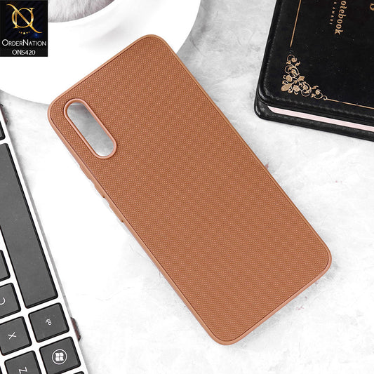 Vivo S1 Cover - Brown - New Dotted Leather Texture Soft Borders Case