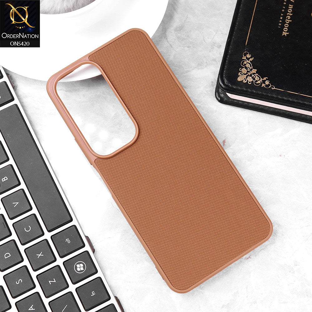 Vivo Y19s Cover - Brown - New Dotted Leather Texture Soft Borders Case