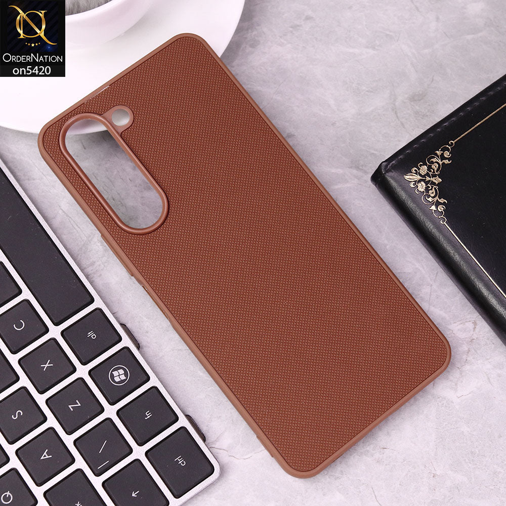 Vivo Y29s Cover - Brown - New Dotted Leather Texture Soft Borders Case