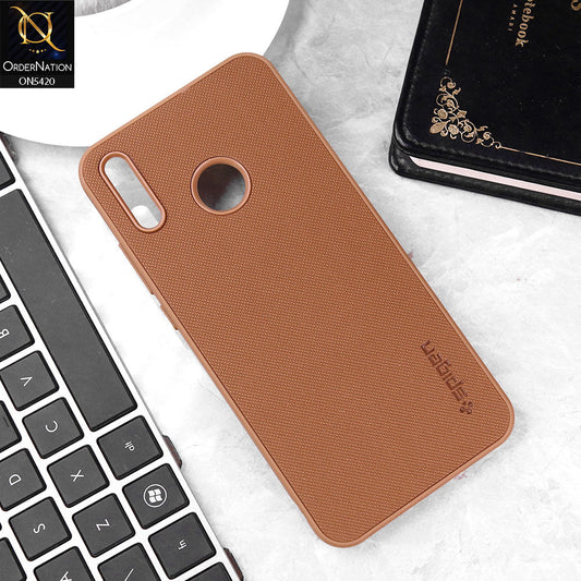 Huawei Y9 2019 Cover - Brown - New Dotted Leather Texture Soft Borders Case