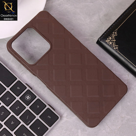 Realme Note 50 Cover - Brown - Sleek Carbon Fiber Pattern Phone Case With Soft Borders