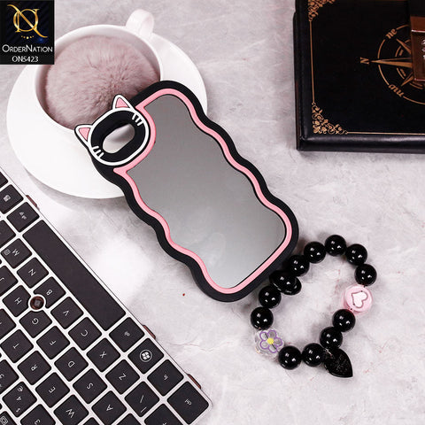iPhone SE 2022 Cover - Black -  Black Cute Soft Sillicon Mirror Case