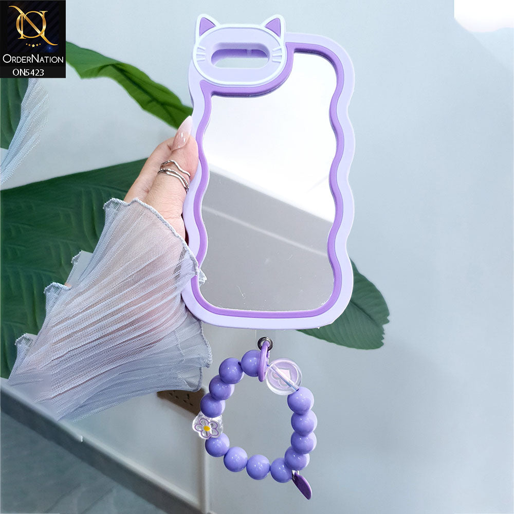 iPhone SE 2022 Cover - Purple -  Purple Cute Soft Sillicon Mirror Case