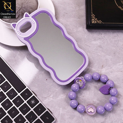 iPhone SE 2022 Cover - Purple -  Purple Cute Soft Sillicon Mirror Case