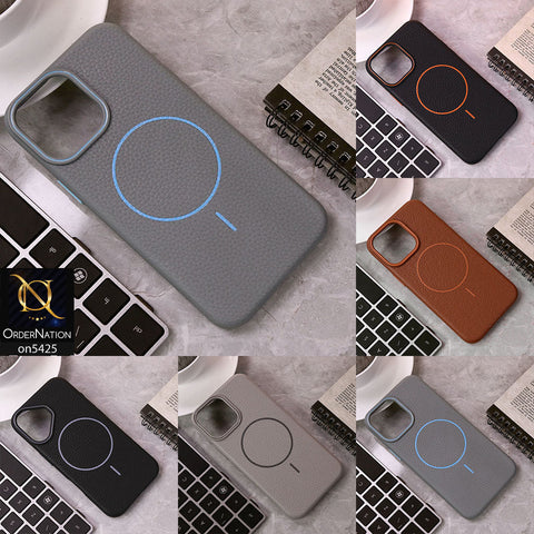 IPhone 16 Pro Max Cover - Orange - New Leather Texture Case With Magsafe Wireless Charging Soft Border Case