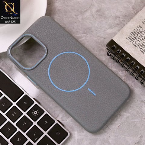 IPhone 13 Pro Max Cover - Sky Blue - New Leather Texture Case With Magsafe Wireless Charging Soft Border Case