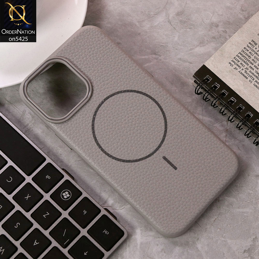 IPhone 15 Pro Max  Cover - Black - New Leather Texture Case With Magsafe Wireless Charging Soft Border Case