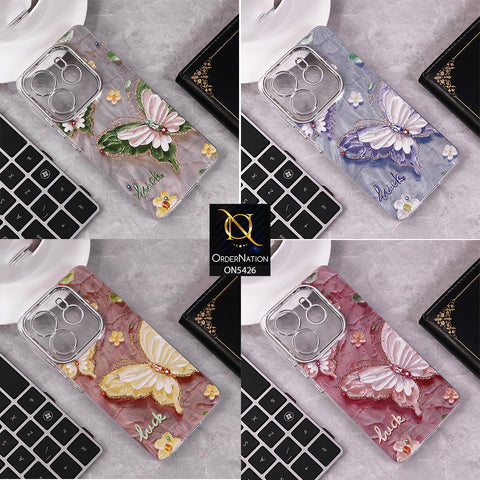 Xiaomi Redmi A3 Cover - Design 2 -  New Silver-Plated Floral and Butterfly Design Soft Case With Camera Protection