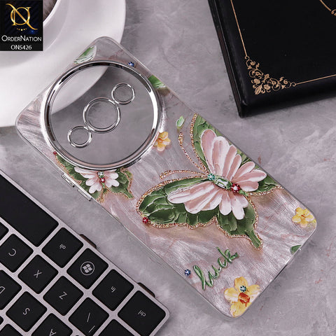 Xiaomi Redmi A3 Cover - Design 1 -  New Silver-Plated Floral and Butterfly Design Soft Case With Camera Protection