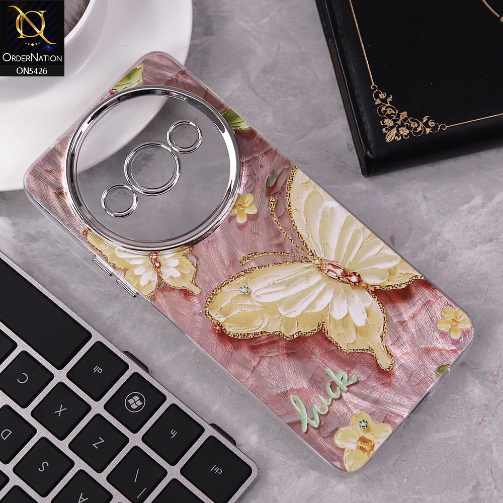 Xiaomi Redmi A3x Cover - Design 3 -  New Silver-Plated Floral and Butterfly Design Soft Case With Camera Protection