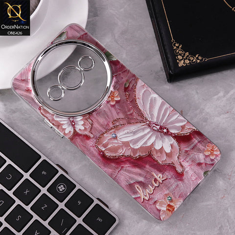 Xiaomi Redmi A3x Cover - Design 4 -  New Silver-Plated Floral and Butterfly Design Soft Case With Camera Protection