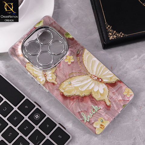 Xiaomi Redmi Note 14 Pro 4G Cover - Design 3 -  New Silver-Plated Floral and Butterfly Design Soft Case With Camera Protection