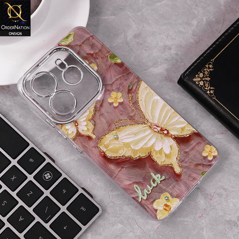 Xiaomi Redmi Note 14 4G Cover - Design 3 - New Silver-Plated Floral and Butterfly Design Soft Case With Camera Protection