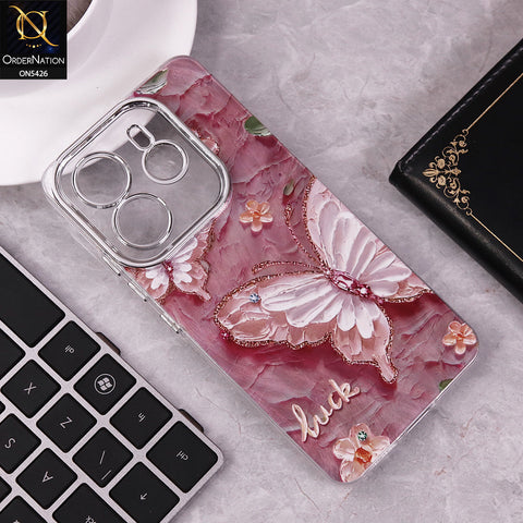 Xiaomi Redmi Note 14 4G Cover - Design 4 - New Silver-Plated Floral and Butterfly Design Soft Case With Camera Protection