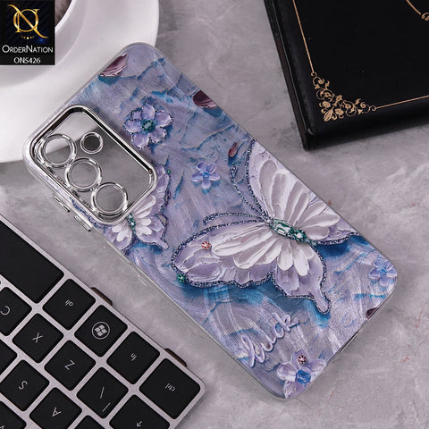 Samsung Galaxy A16 5G Cover - Design 2 -  New Silver-Plated Floral and Butterfly Design Soft Case With Camera Protection