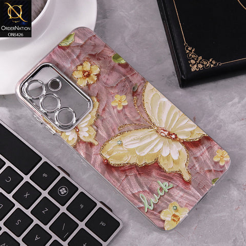 Samsung Galaxy A16 Cover - Design 3 -  New Silver-Plated Floral and Butterfly Design Soft Case With Camera Protection