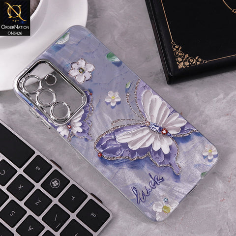 Samsung Galaxy A16 5G Cover - Design 5 -  New Silver-Plated Floral and Butterfly Design Soft Case With Camera Protection