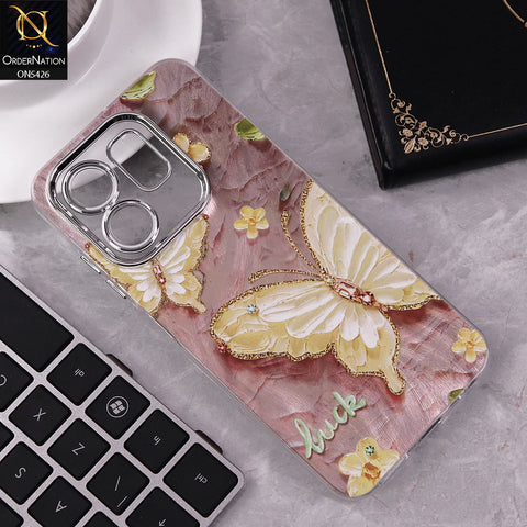 Infinix Smart 9 Cover - Design 3 -  New Silver-Plated Floral and Butterfly Design Soft Case With Camera Protection